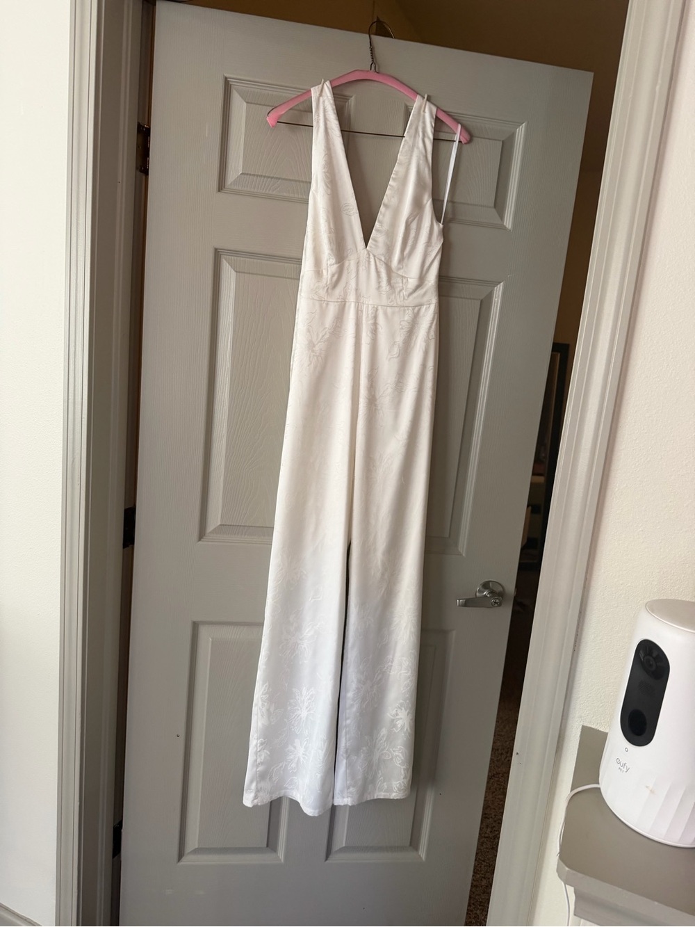 Lulu's White Backless V-Neck Jumpsuit